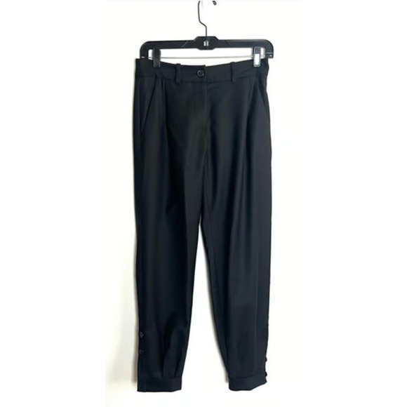 NEW! Nili Lotan 2 Bertina Slouchy VIRGIN WOOL Pants Pleats High Rise Button Hem - Picture 3 of 14